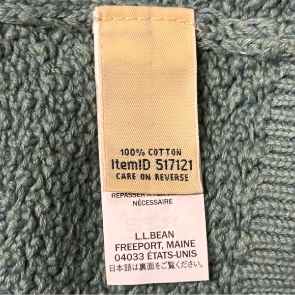 LL Bean Basketweave Sweater Boatneck Green - Picture 5 of 6